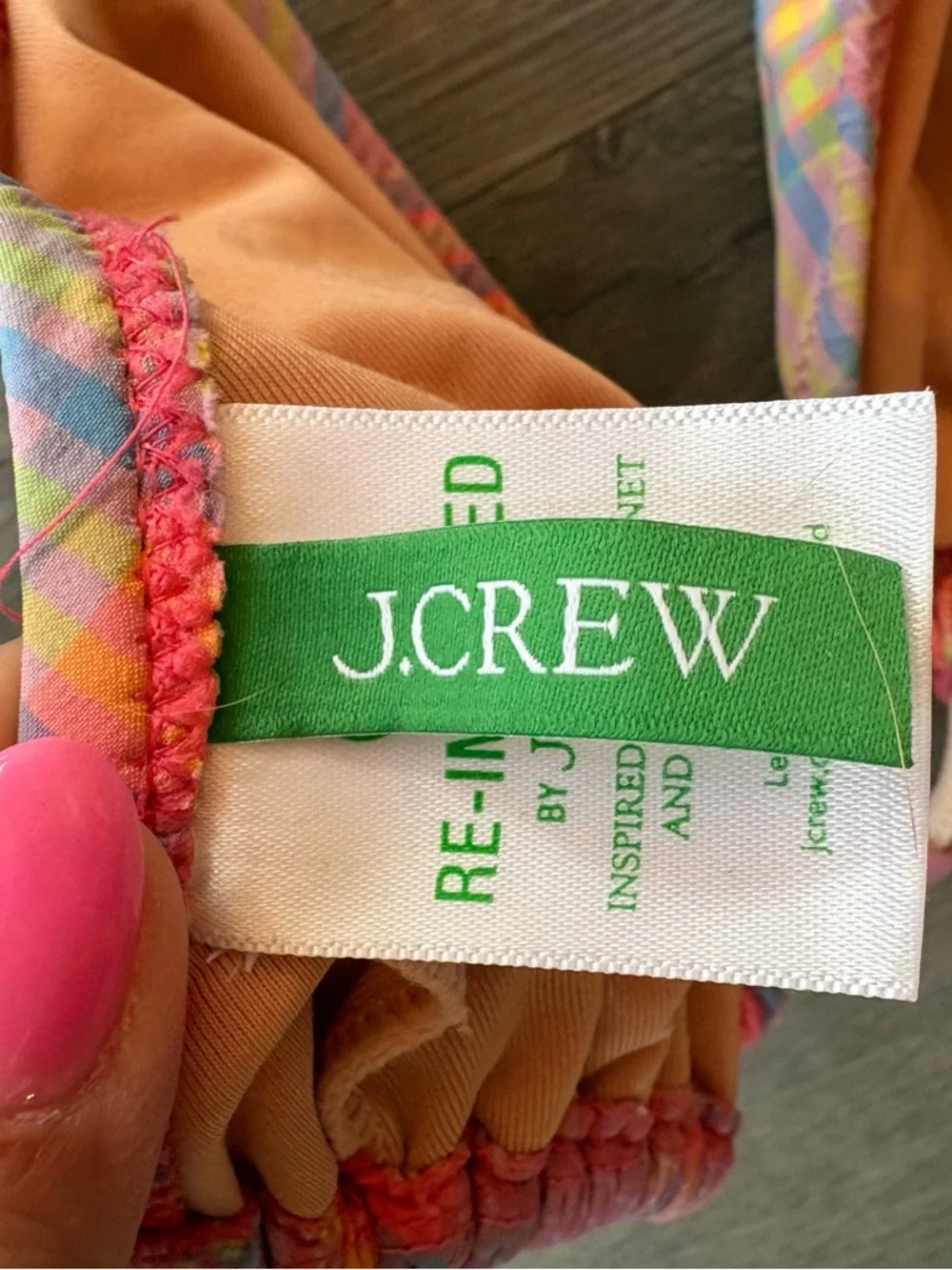 J.Crew: Rope String Bikini Top In Sunset Plaid size XL - Picture 6 of 6